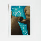 otters floating down a river with heart seafoams
